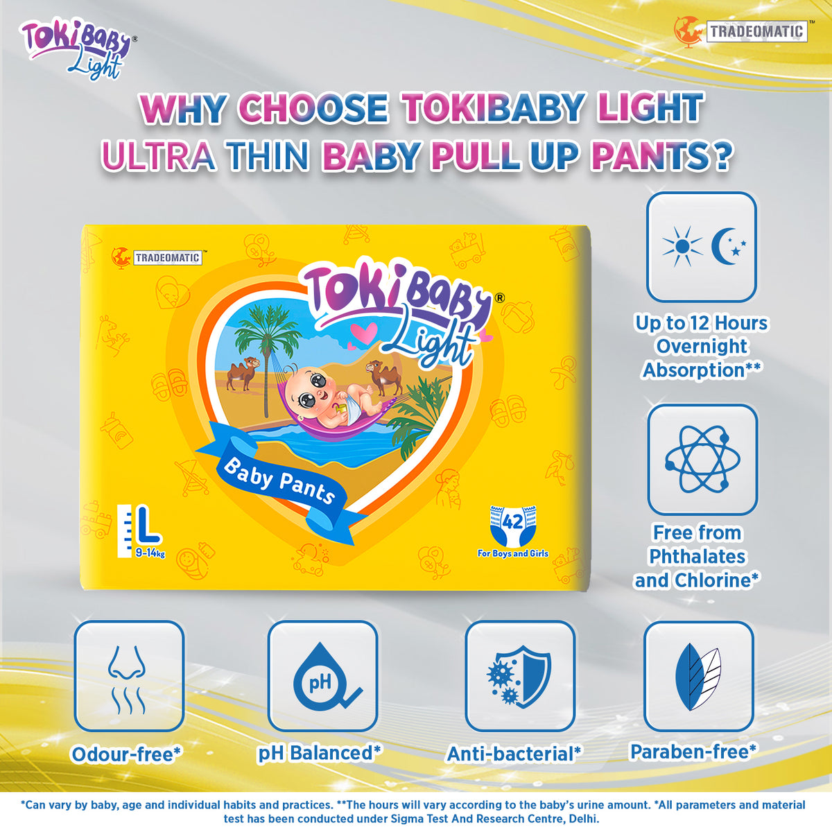 TokiBaby Light Semi-Premium Ultra-Thin Baby Pull up Diaper Pants (Copy)